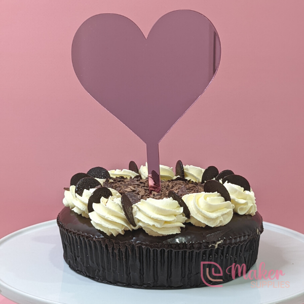 Heart Cake Topper | Mirror & Glitter