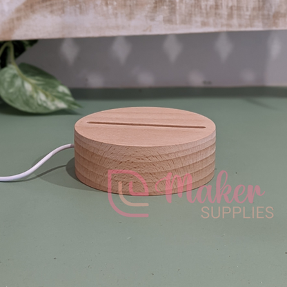 Round Base Led Light Insert LED Light Base | Wooden Round – Maker Supplies